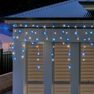 200 Solar Blue & White Icicle Lights