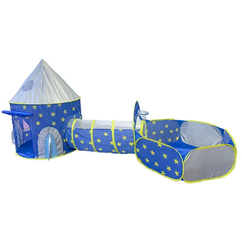 3 in 1 Rocket Tent Portable Children's Tent Toys for Kids Spaceship Playpen for Children Crawling Tunnel Kids Toys Child Games