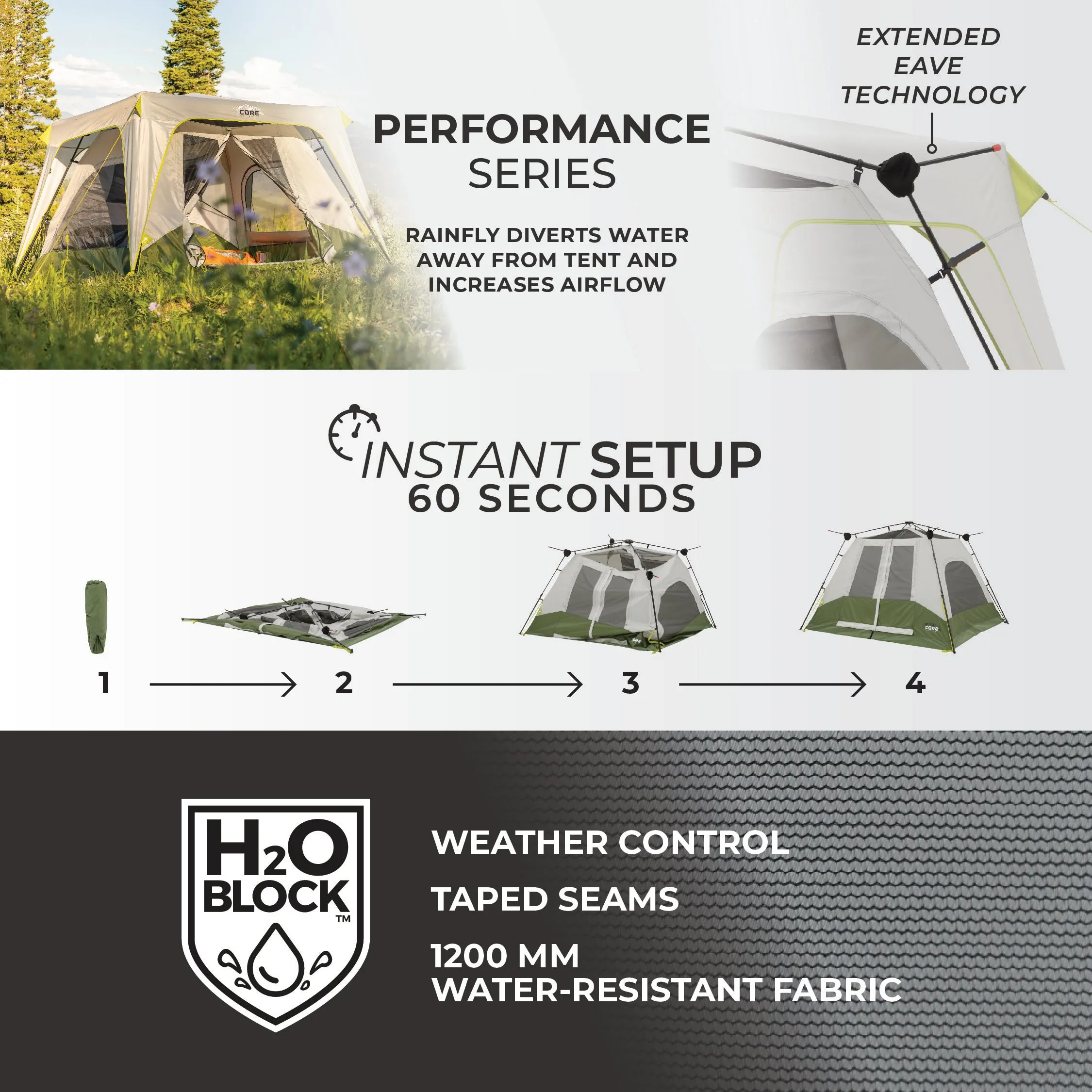 4 Person Instant Cabin Performance Tent 8' x 7'