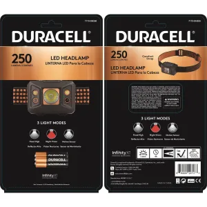 7173-DH250 Duracell Motion-Activated LED Headlamp, 250 Lumens, 3 Modes, 3-AAA