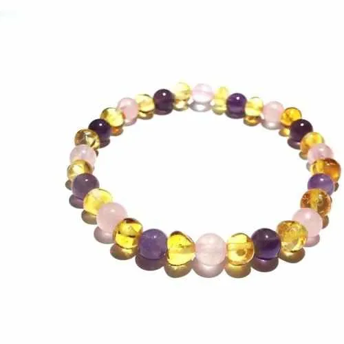 Adult Tara Honey Baltic Amber Gemstone Stretch Bracelet