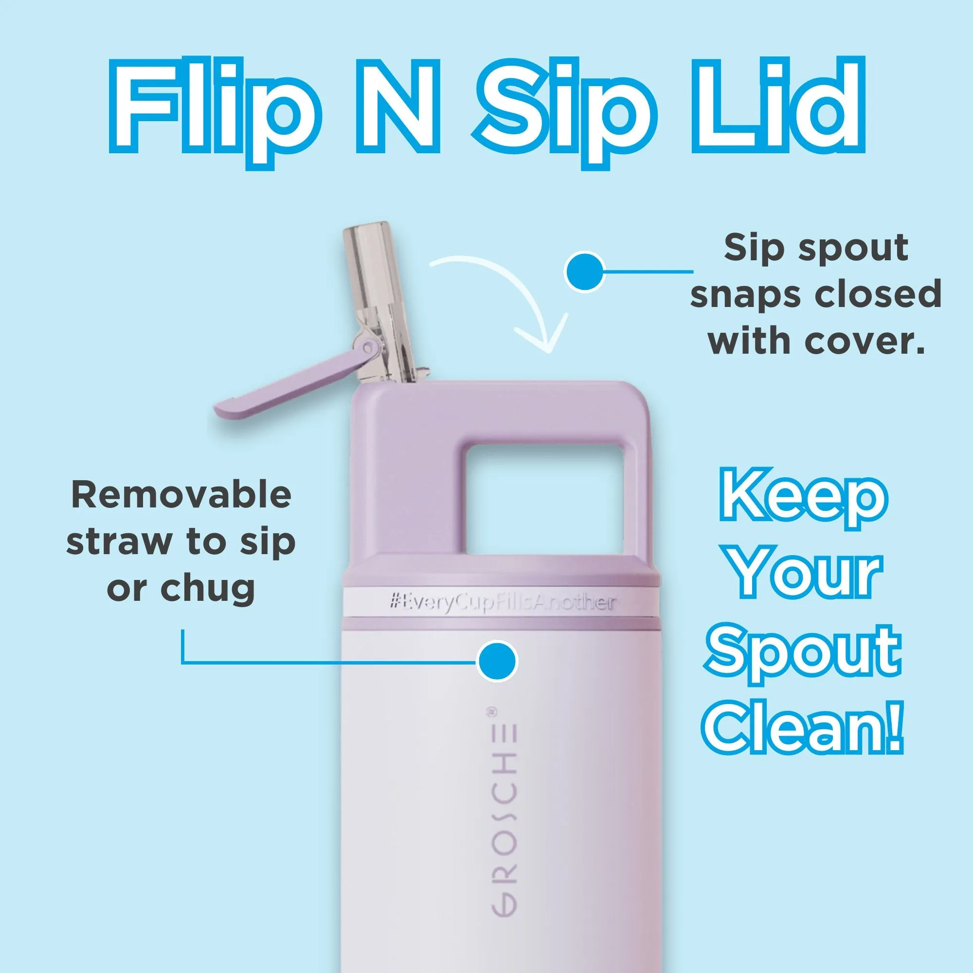 ALPINE Flip 'N Sip Insulated Water Bottle With Straw, 20oz