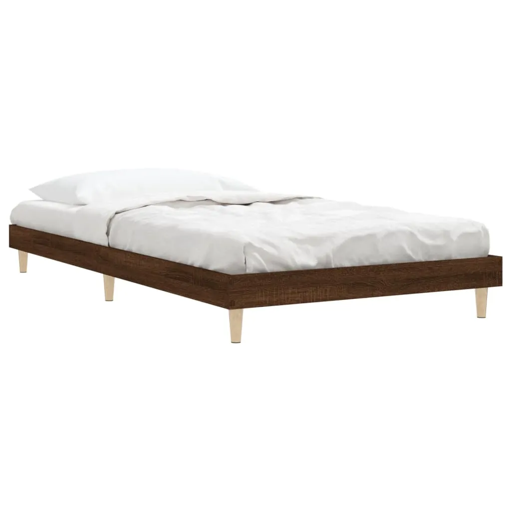 Bed Frame Brown Oak 90x190 cm Single Engineered Wood