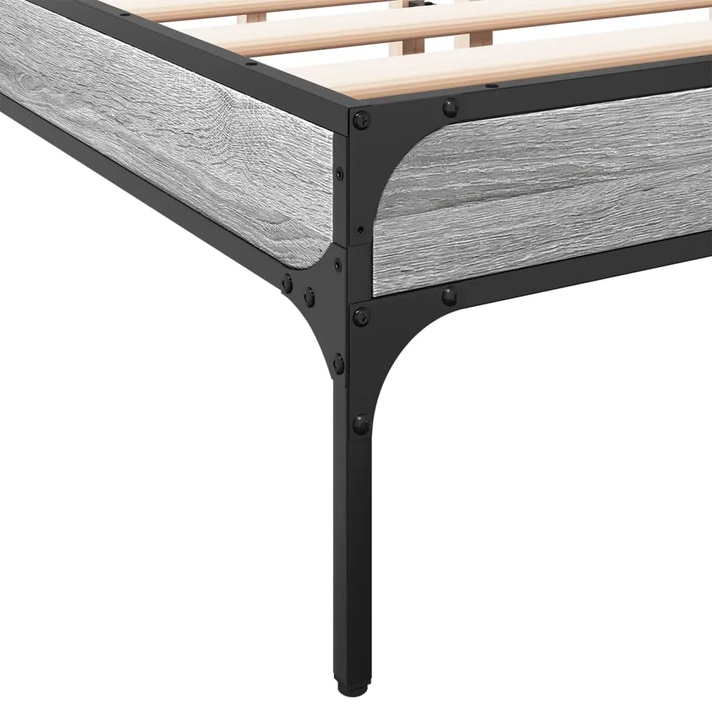 Bed Frame Grey Sonoma 160x200 cm Engineered Wood and Metal