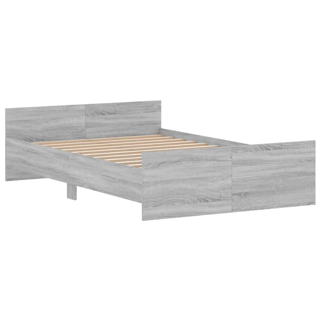 Bed Frame with Headboard and Footboard Grey Sonoma 120x200 cm