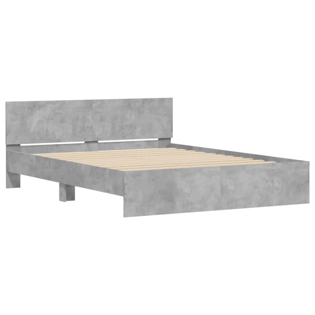 Bed Frame with Headboard Concrete Grey 150x200 cm King Size