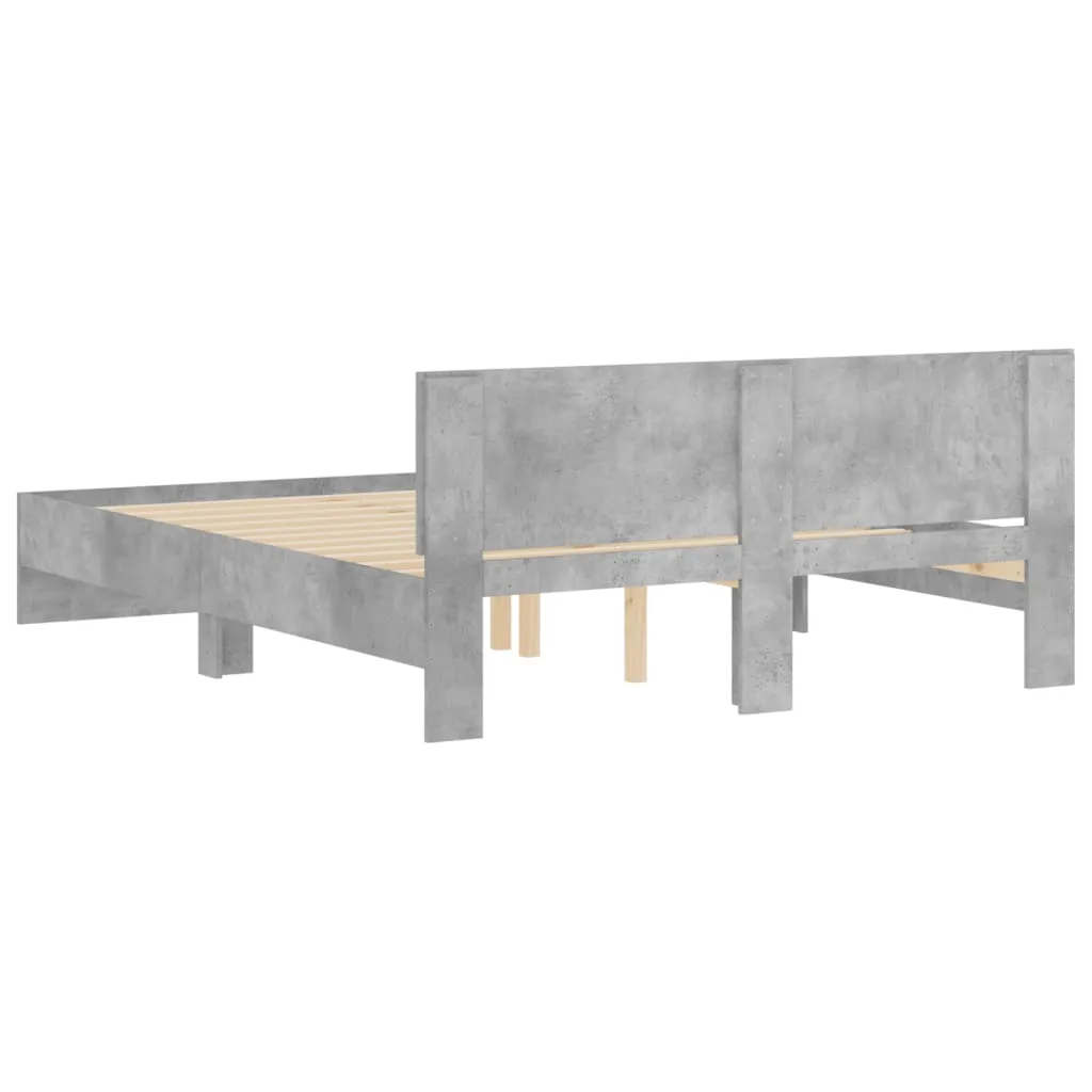 Bed Frame with Headboard Concrete Grey 150x200 cm King Size