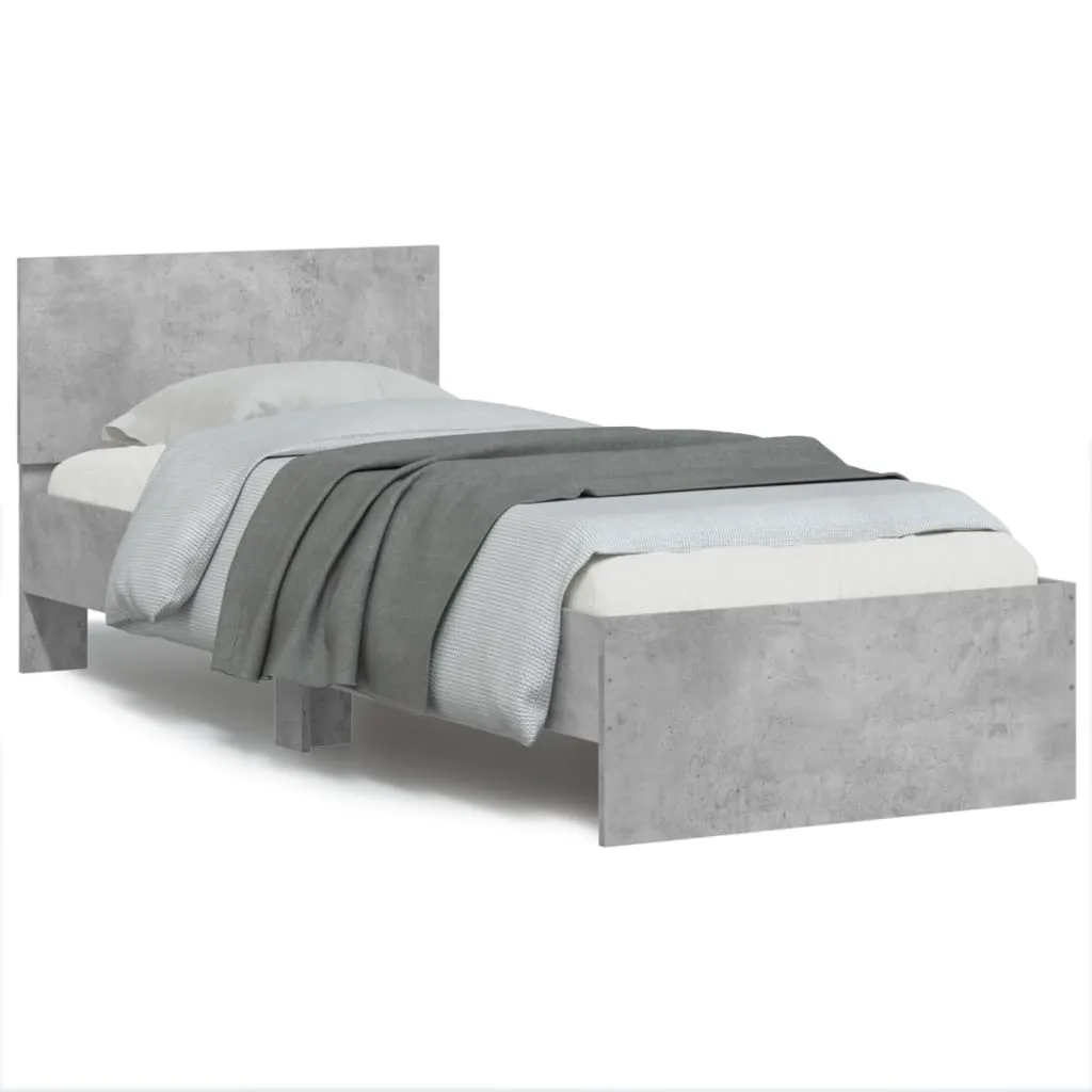 Bed Frame with Headboard Concrete Grey 90x200 cm Engineered wood