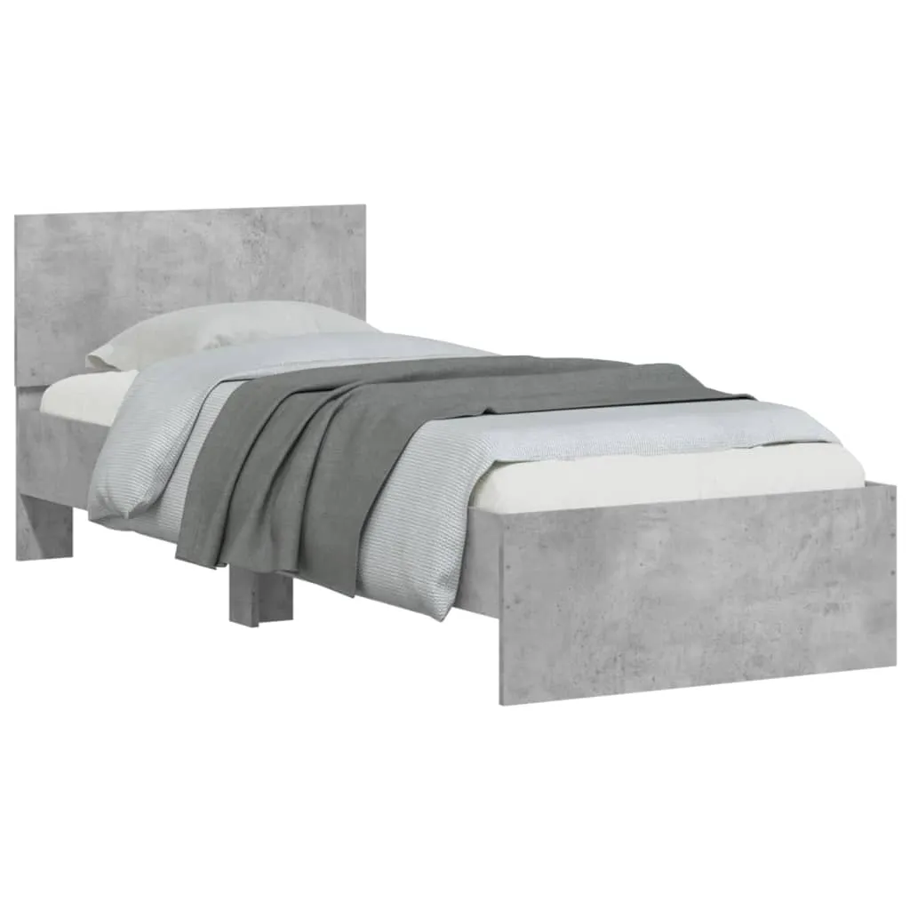 Bed Frame with Headboard Concrete Grey 90x200 cm Engineered wood