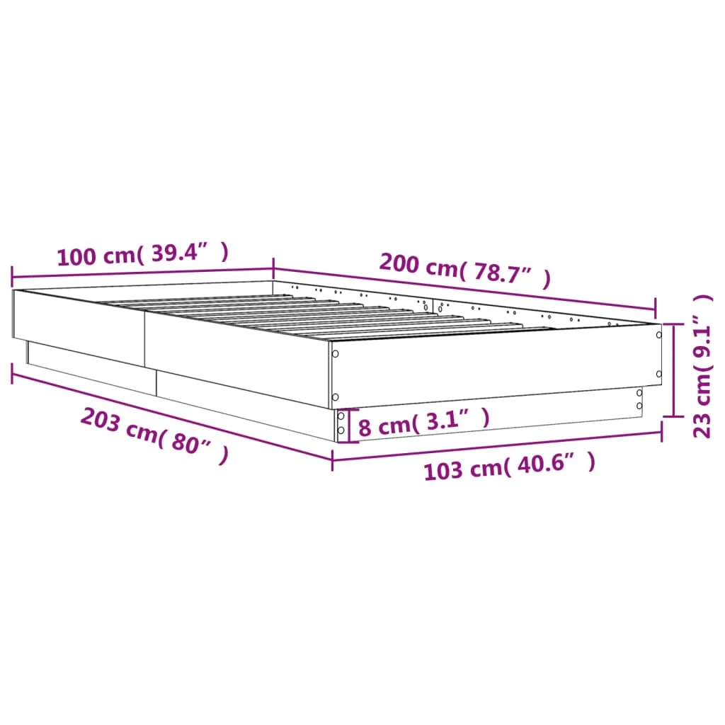 Bed Frame without Mattress Black 100x200 cm Engineered Wood