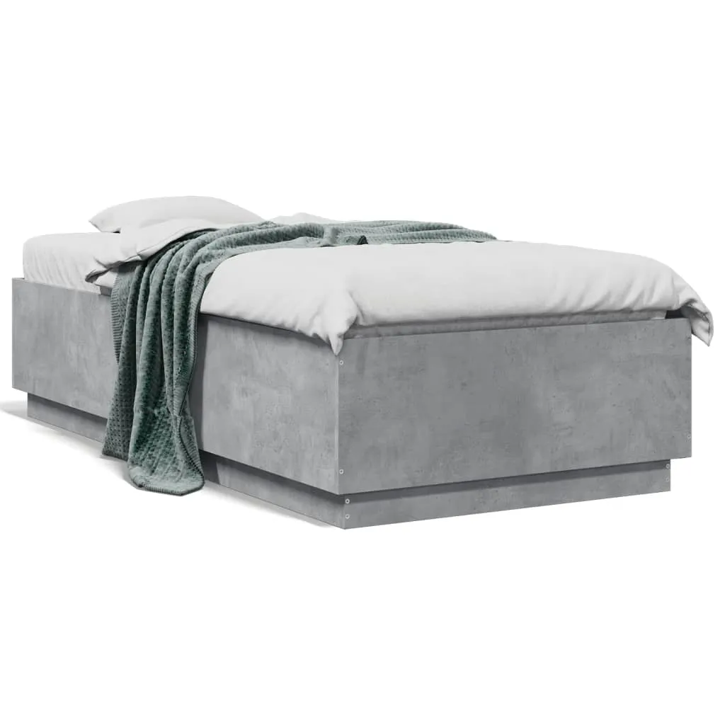 Bed Frame without Mattress Concrete Grey 75x190 cm Small Single