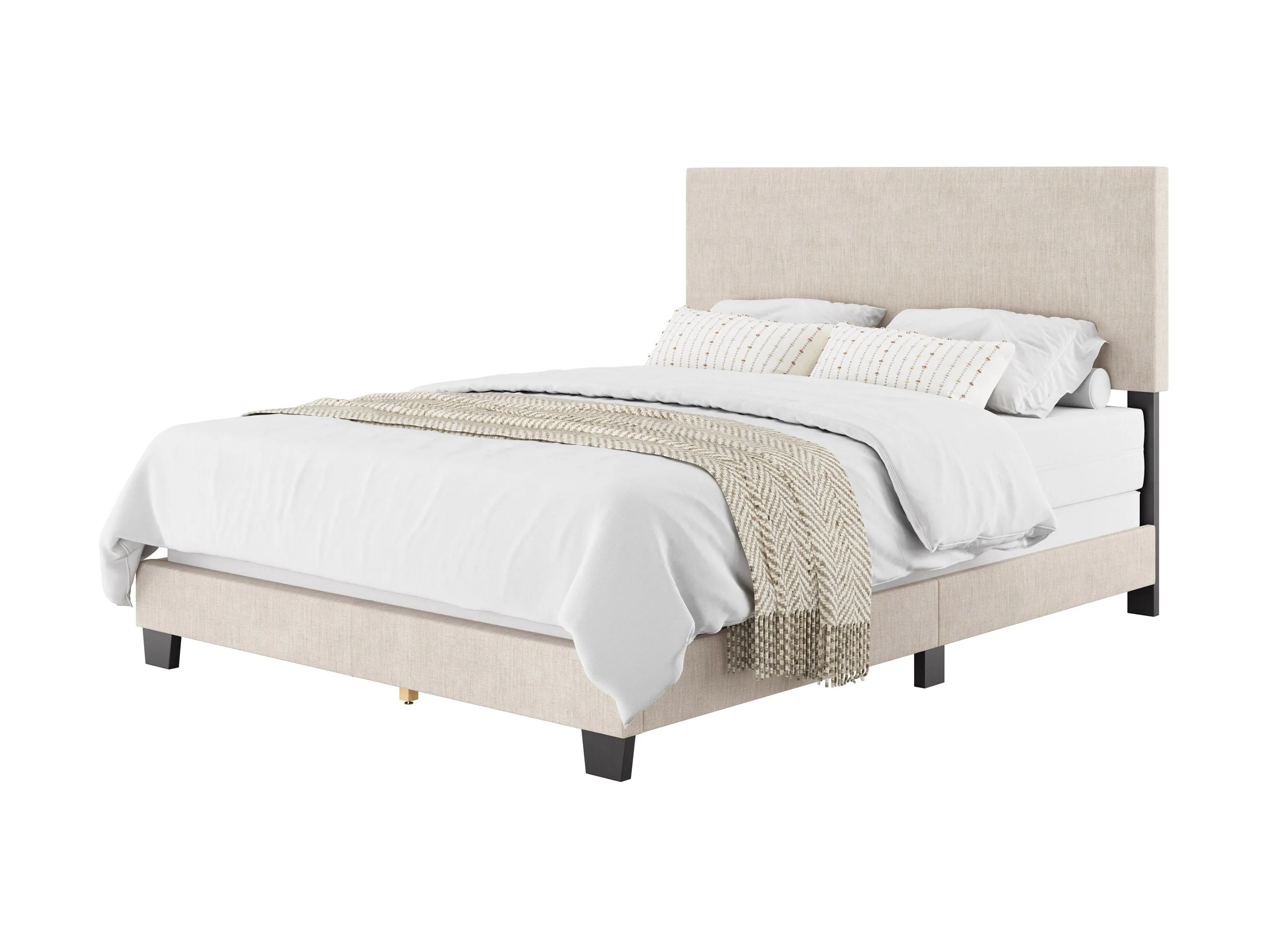 Beige Modern Queen Bed