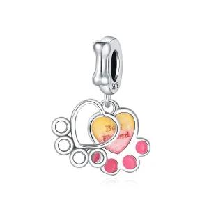 Best Friend Colorful Pawprint Dangle Charm