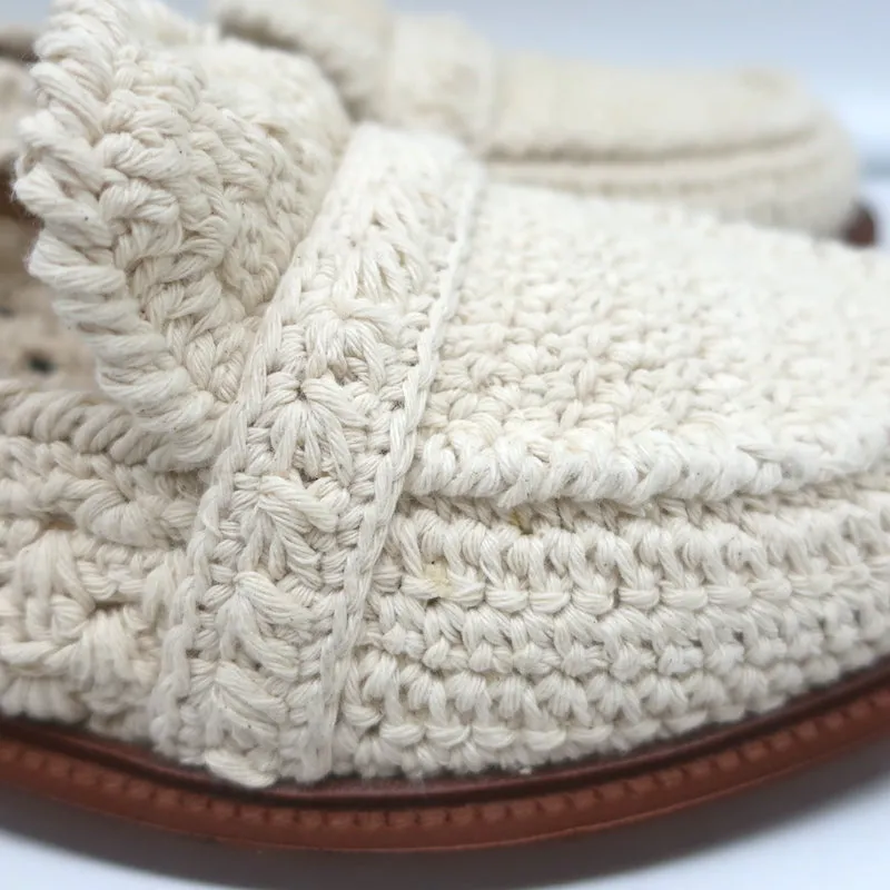 Chloe Kalya Crochet Loafers Ivory Size 38 Slip-On Flats NEW