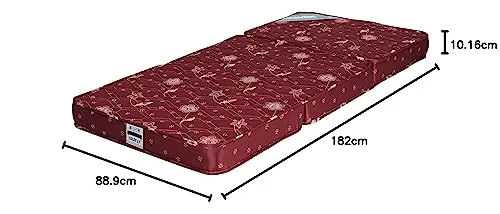 COLOFLY 4 inch Soft & Bounce Single High Density PU Foam Foldable Mattress Maroon (72x35x4 inch, 3 Fold)