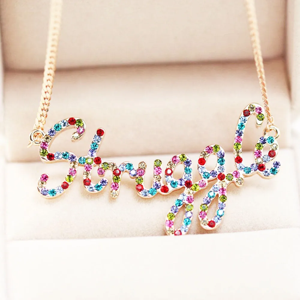 Colorful Name Necklace In Gemstone Birthday Gift For Mom Necklace