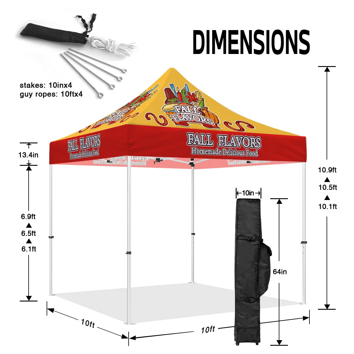 Food Pop Up tent- Fall Flavors 10x10 Pop Up Canopy Tent