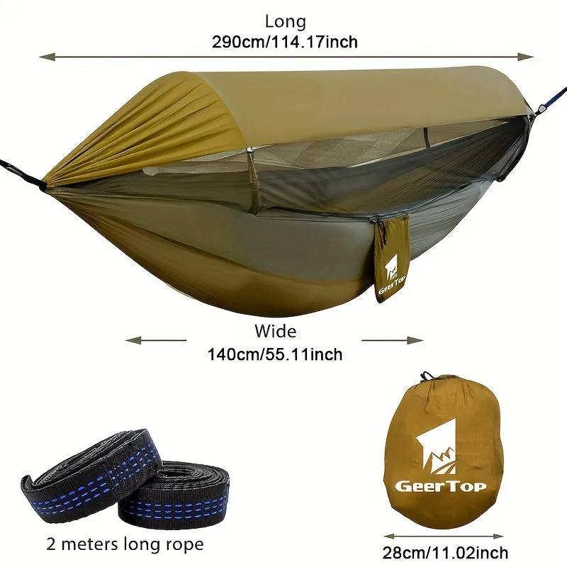 GEERTOP 3-in-1 Outdoor Hammock With Mosquito Net - Waterproof Double Sleep Camping Hammock For Backpacking, Travel, And Park - Enjoy A Bug-Free And Comfortable Rest