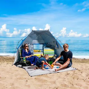 Large Easy Up Beach Tent for 4 Person Sun Shade Shelter UPF 50 