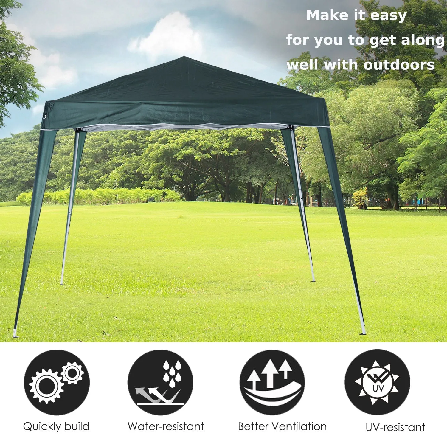 Outsunny Slant Leg Pop Up Gazebo with Carry Bag, Height Adjustable Party Tent Instant Event Shelter for Garden, Patio, ( 3 M √¢¬Ä¬ö√É¬†√É¬∂√¢¬à¬ö√¢¬â¬• 3 M Base / 2.5 M √¢¬Ä¬ö√É¬†√É¬∂√¢¬à¬ö√¢¬â¬• 2.5 M Top, Green)