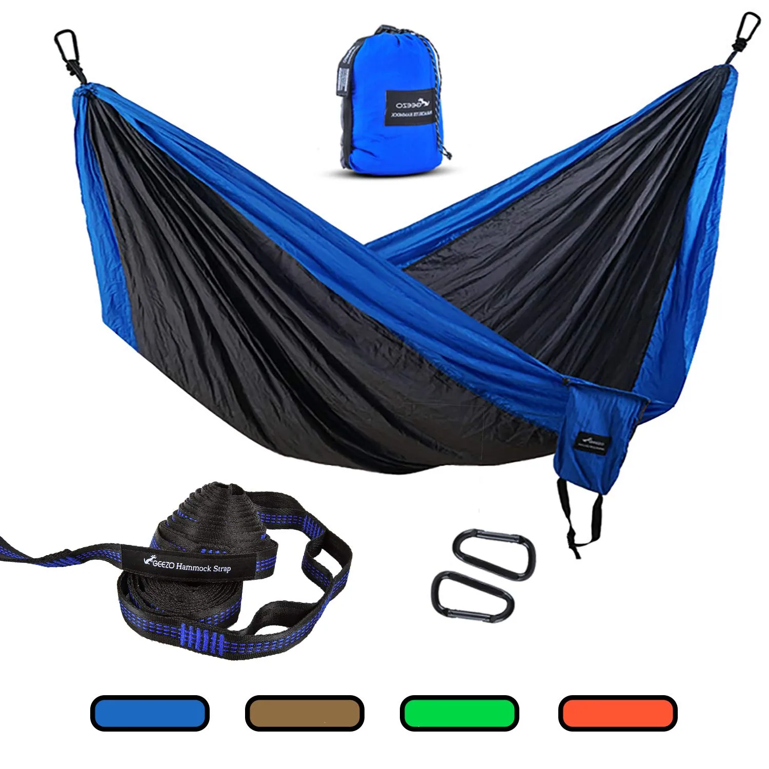 Parachute Double Camping Hammock with Tree Straps & LOOPS - Geezo