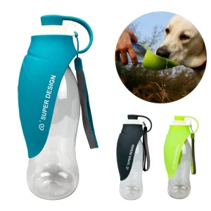 Portable Pet Dog Water Bottle 580ml Silicone Leaf Travel Bowl