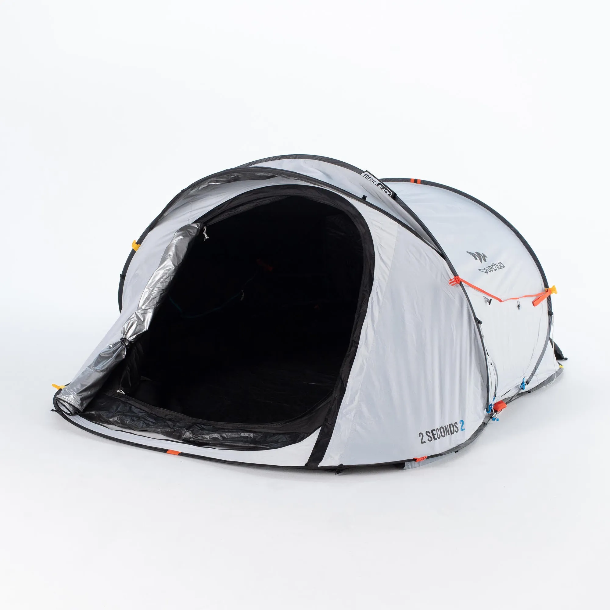 Quechua 2 Second Fresh & Black Waterproof Pop Up Camping Tent 2 Person