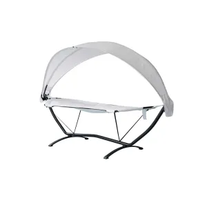 Sea Breeze Luxury Steel Frame Lounger With Canopy - Champagne