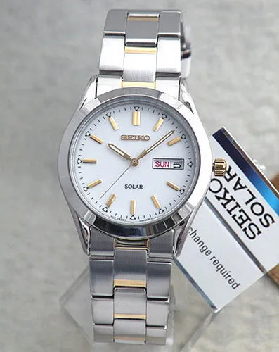 Seiko Solar Stainless Steel White Dial Men's Watch SNE041P1