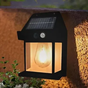 Solar Wall Lights / Lamp Outdoor, Wireless Dusk to Dawn Porch Lights Fixture, Solar Wall Lantern with 3 Modes & Motion Sensor, Waterproof Exterior Lighting with Clear Panel (1 Pc )