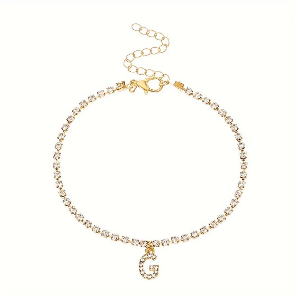 women ankle bracelets alphabet initial zircon pendants boho ankle chains ✈️ free.shipping