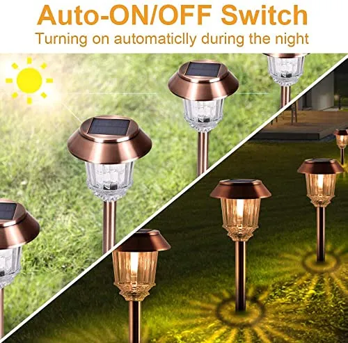 XMCOSY  Solar Pathway Lights Outdoor - 6 Pack Solar Garden Lights, Solar Lights Outdoor Auto On/Off IP65 Waterproof Solar Powered Landscape 10-40 LM Dimmable Lighting for Yard Patio Walkway Driveway